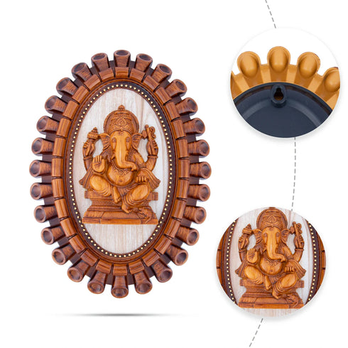 Giri Ganesha Photo Frame Wooden Polish Wall Frame For Home Decor